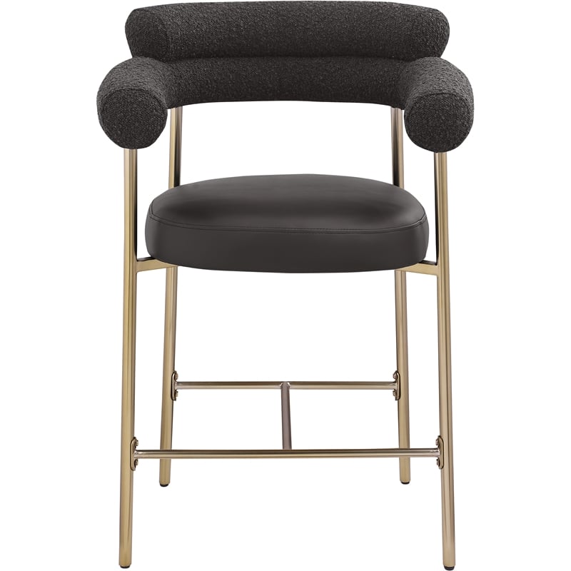 Meridian Furniture Blake Black Boucle Fabric Counter Stool (Set of 2)