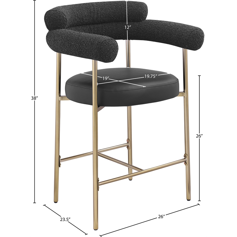 Meridian Furniture Blake Black Boucle Fabric Counter Stool (Set of 2)