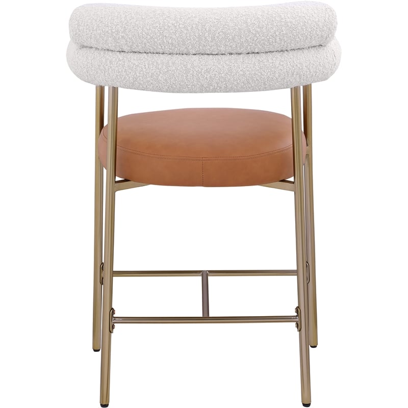 Meridian Furniture Blake Cognac Boucle Fabric Counter Stool (Set of 2)