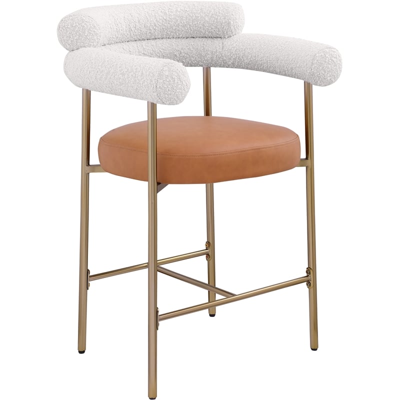 Meridian Furniture Blake Cognac Boucle Fabric Counter Stool (Set of 2)