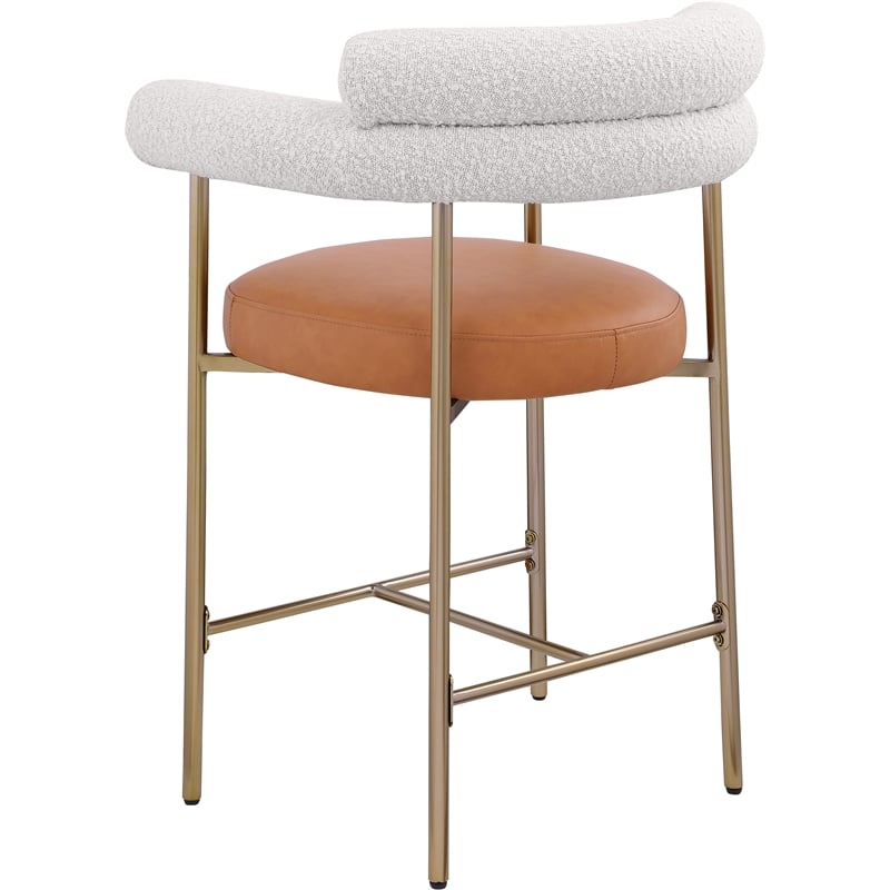 Meridian Furniture Blake Cognac Boucle Fabric Counter Stool (Set of 2)