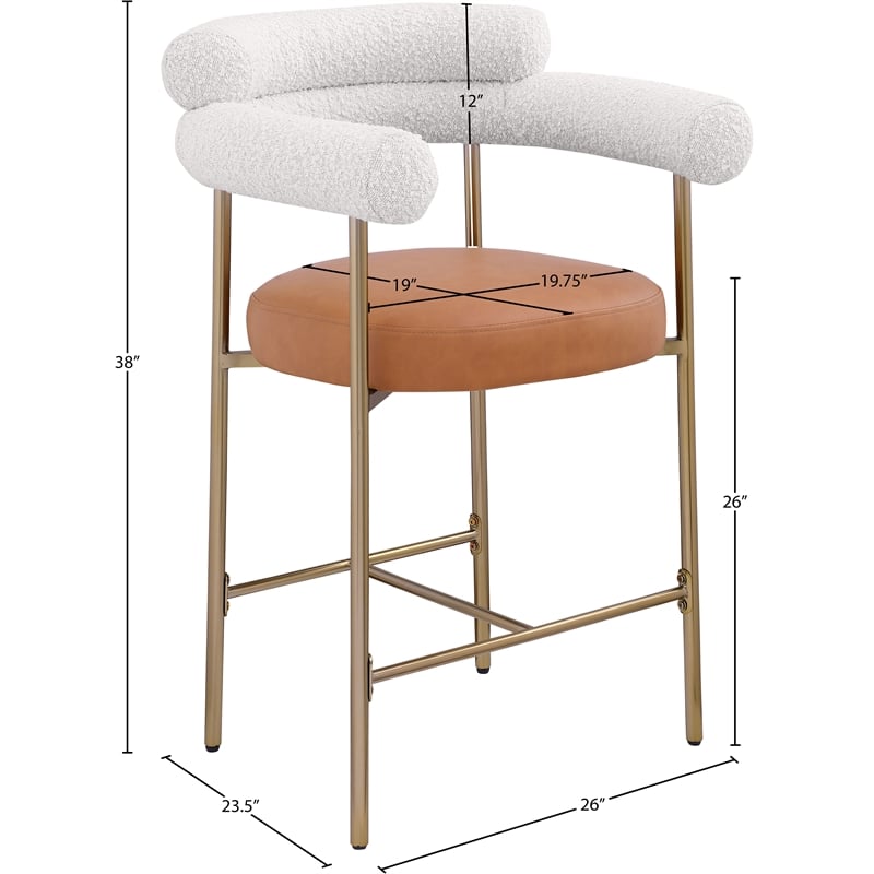 Meridian Furniture Blake Cognac Boucle Fabric Counter Stool (Set of 2)