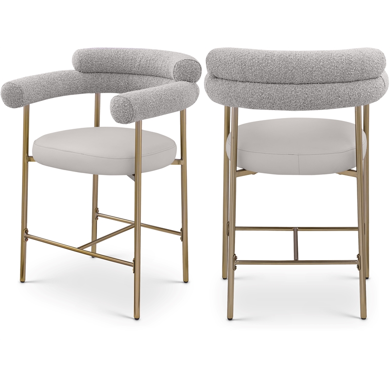 Meridian Furniture Blake Taupe Boucle Fabric Counter Stool (Set of 2)