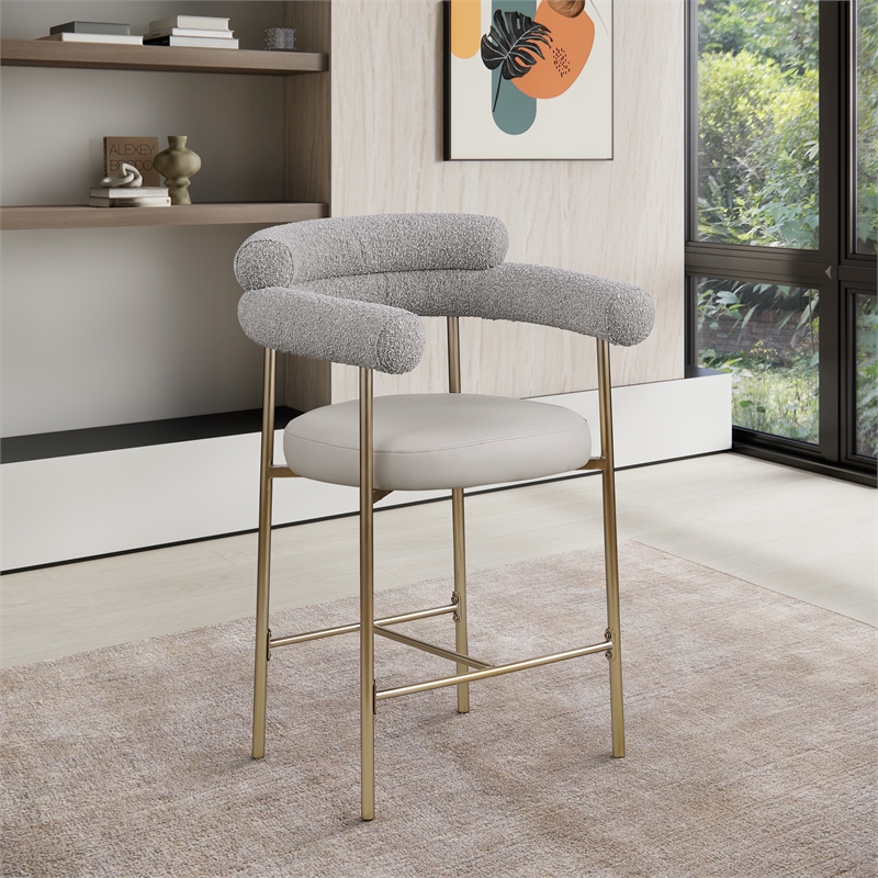 Meridian Furniture Blake Taupe Boucle Fabric Counter Stool (Set of 2)