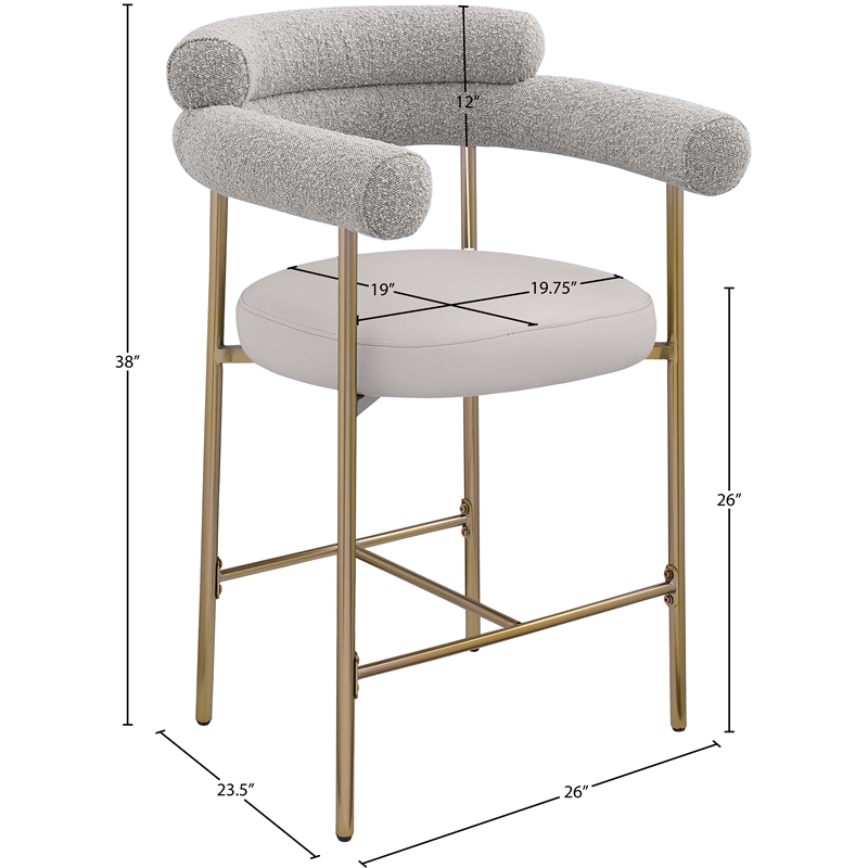 Meridian Furniture Blake Taupe Boucle Fabric Counter Stool (Set of 2)
