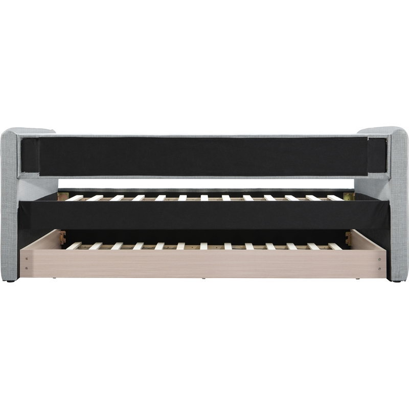 Meridian Furniture Colton Grey Linen Textured Fabric Twin Daybed