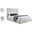 Meridian Furniture Maxwell Cream Linen Textured Fabric Queen Bed