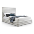 Meridian Furniture Maxwell Cream Linen Textured Fabric Queen Bed