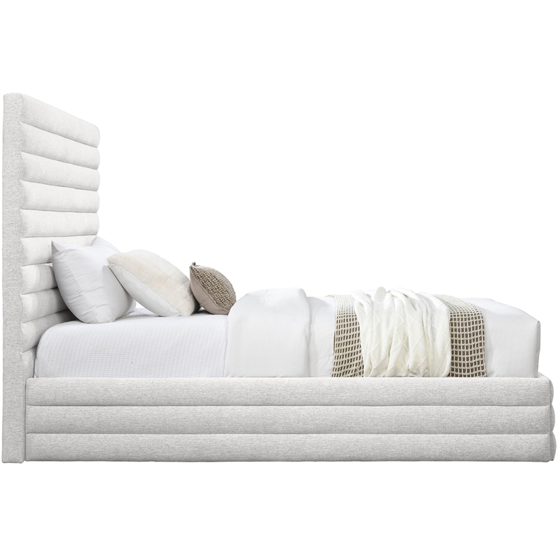 meridian furniture maxwell cream linen textured fabric twin bed