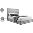 Meridian Furniture Maxwell Grey Linen Textured Fabric Queen Bed