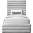 Meridian Furniture Maxwell Grey Linen Textured Fabric Twin Bed
