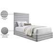Meridian Furniture Maxwell Grey Linen Textured Fabric Twin Bed