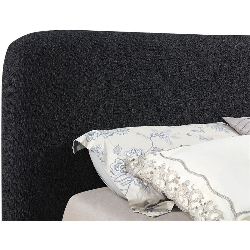 Meridian Furniture Rigby Black Boucle Fabric Queen Bed