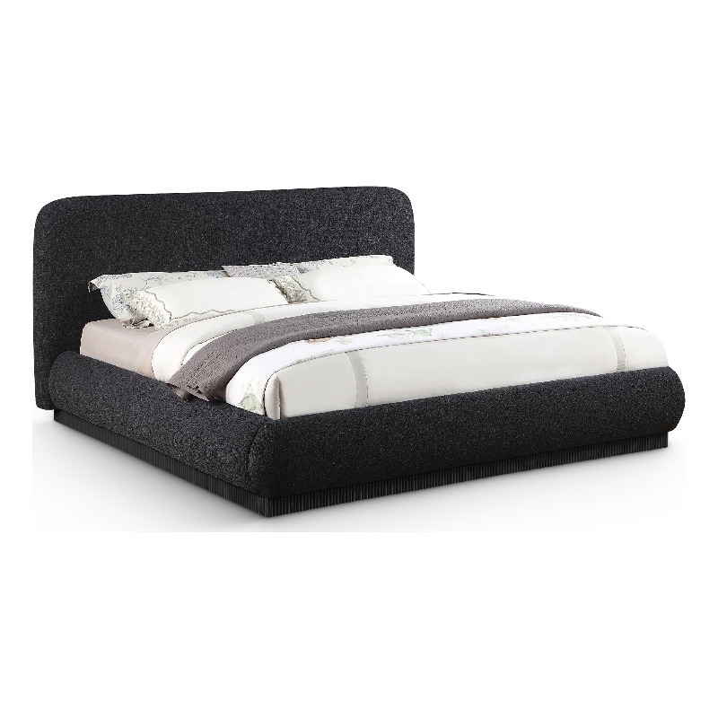 Meridian Furniture Rigby Black Boucle Fabric Queen Bed