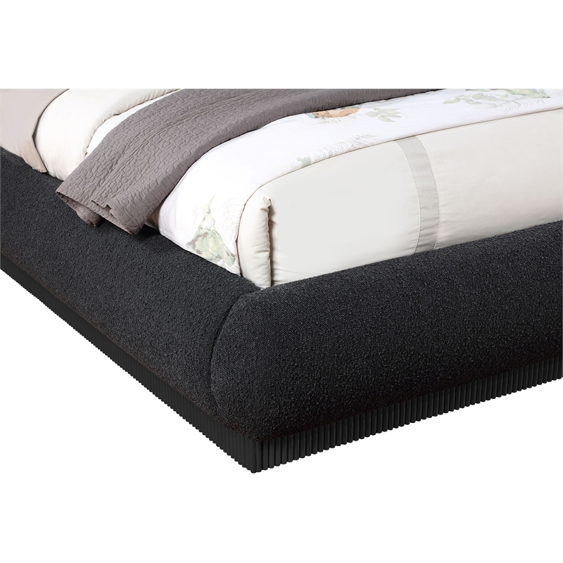 Meridian Furniture Rigby Black Boucle Fabric Queen Bed