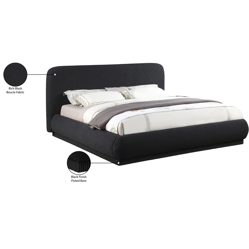 Meridian Furniture Rigby Black Boucle Fabric Queen Bed
