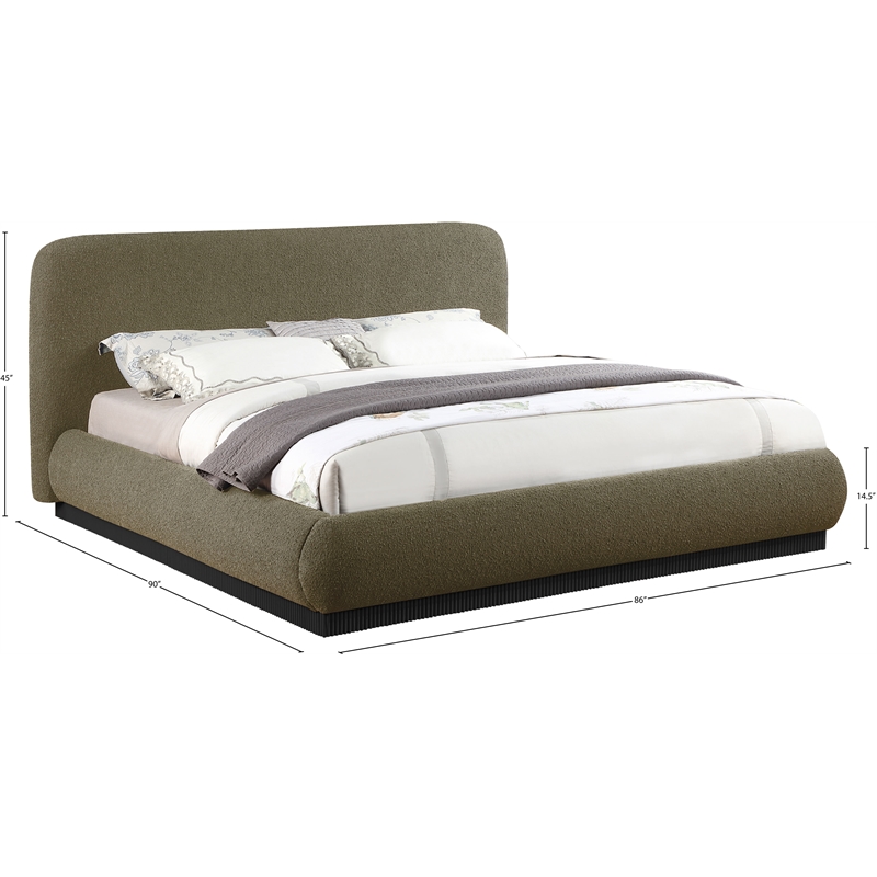 Meridian Furniture Rigby Olive Boucle Fabric King Bed