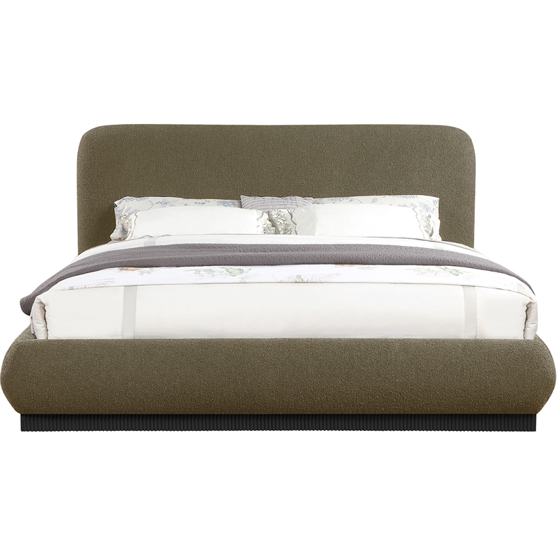 Meridian Furniture Rigby Olive Boucle Fabric Queen Bed