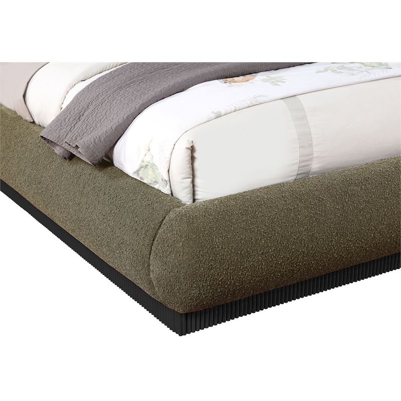 Meridian Furniture Rigby Olive Boucle Fabric Queen Bed