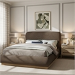 Meridian Furniture Rigby Brown Linen Textured Fabric Queen Bed