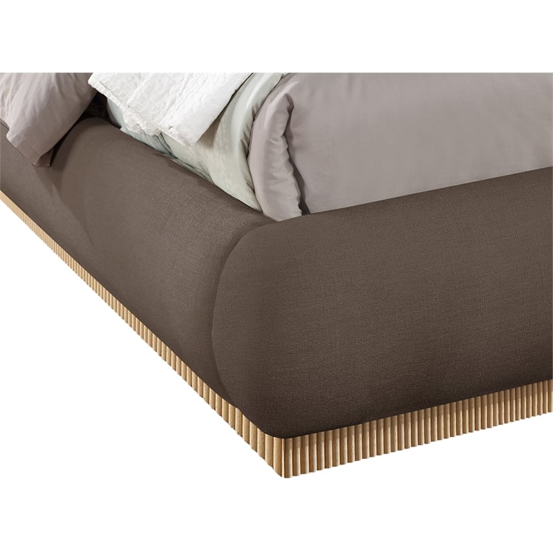 Meridian Furniture Rigby Brown Linen Textured Fabric Queen Bed