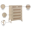 Meridian Furniture Kaya Natural Chest with vegan Leather Upholstered Handles