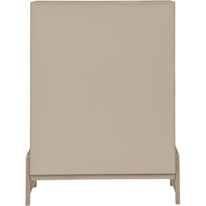 Meridian Furniture Kaya Natural Chest with vegan Leather Upholstered Handles