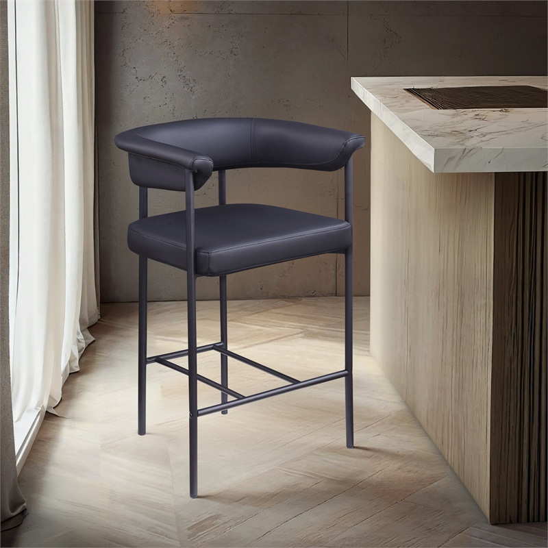Meridian Furniture Malin Black Vegan Leather Counter Stool (Set of 2)