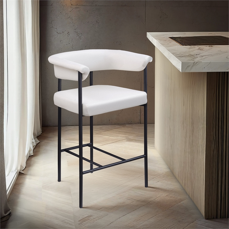 Meridian Furniture Malin Cream Vegan Leather Counter Stool (Set of 2)