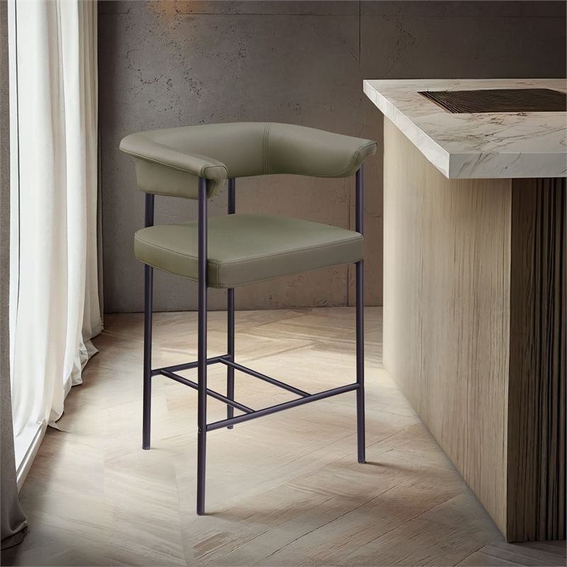 Meridian Furniture Malin Olive Vegan Leather Counter Stool (Set of 2)