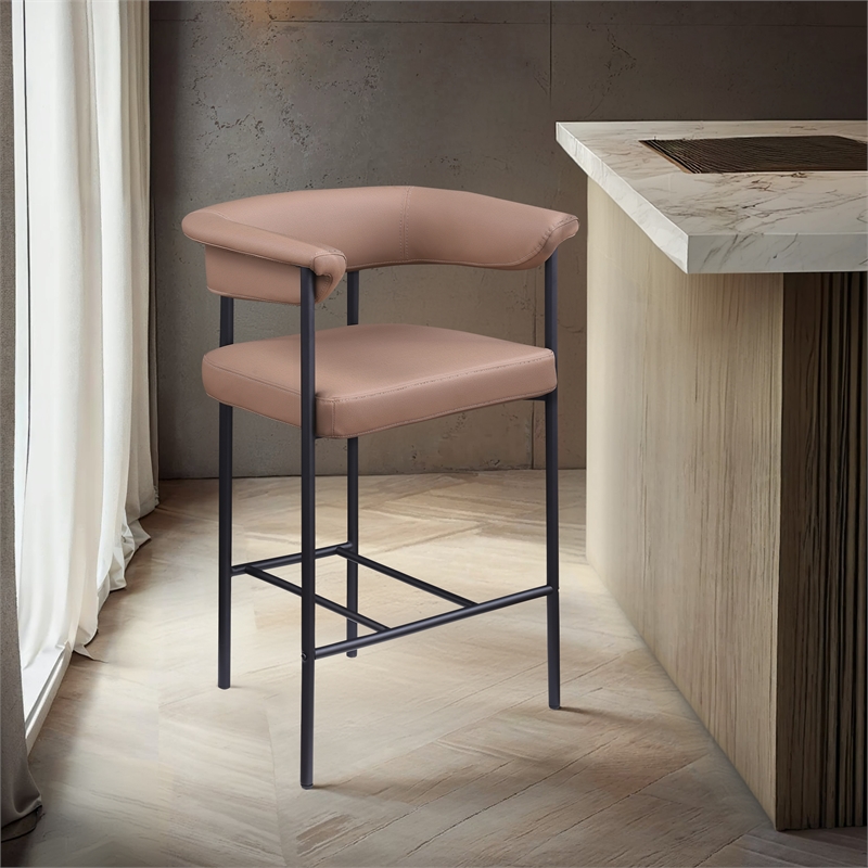 Meridian Furniture Malin Tan Vegan Leather Counter Stool (Set of 2)
