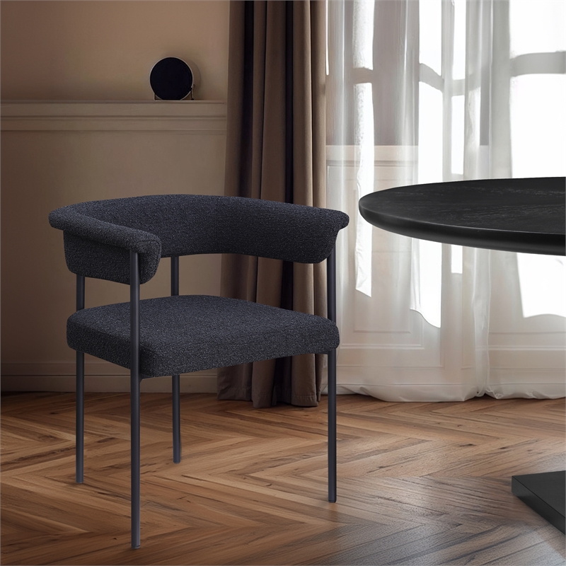 Meridian Furniture Malin Black Boucle Fabric Dining Chair (Set of 2)