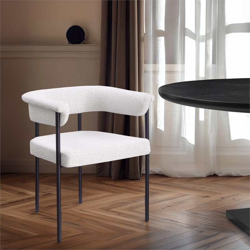 Meridian Furniture Malin Cream Boucle Fabric Dining Chair (Set of 2)