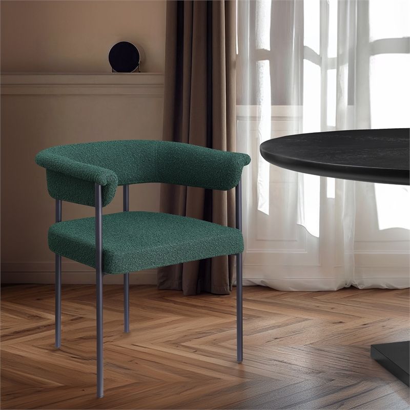 Meridian Furniture Malin Green Boucle Fabric Dining Chair (Set of 2)