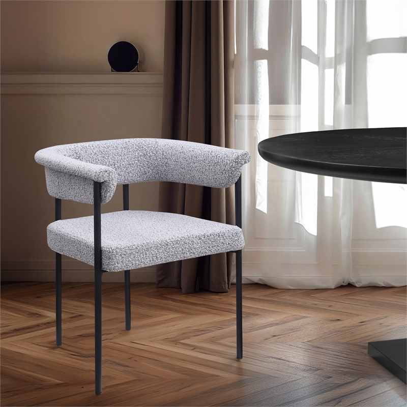 Meridian Furniture Malin Grey Boucle Fabric Dining Chair (Set of 2)
