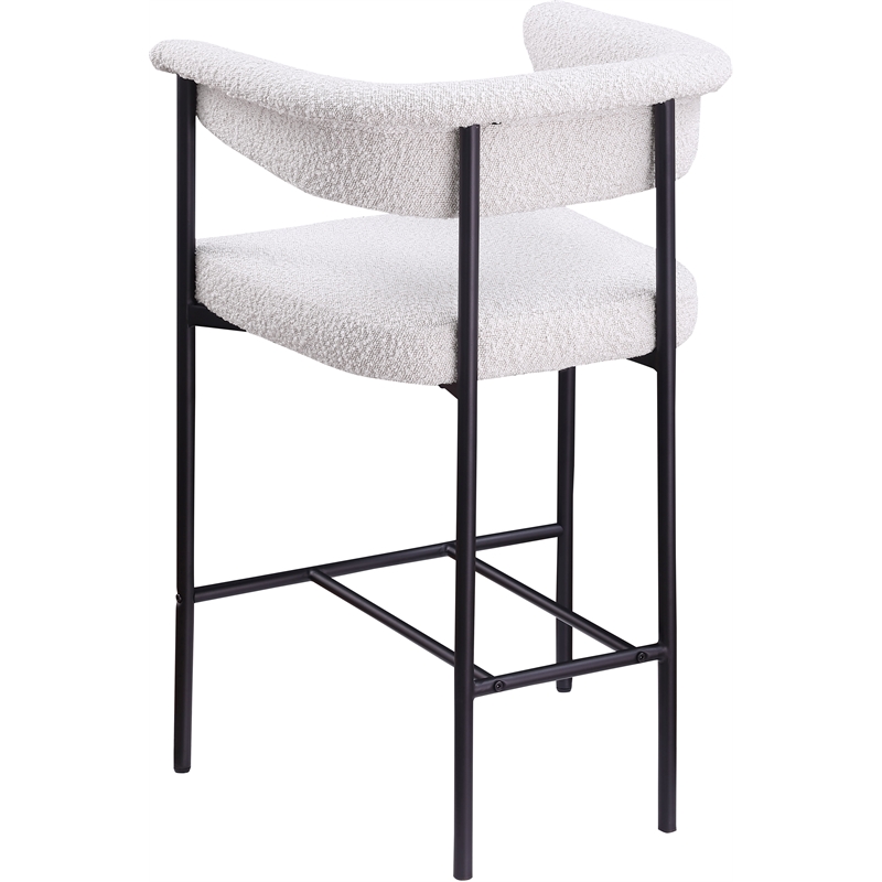 Meridian Furniture Malin Cream Boucle Fabric Counter Stool (Set of 2)