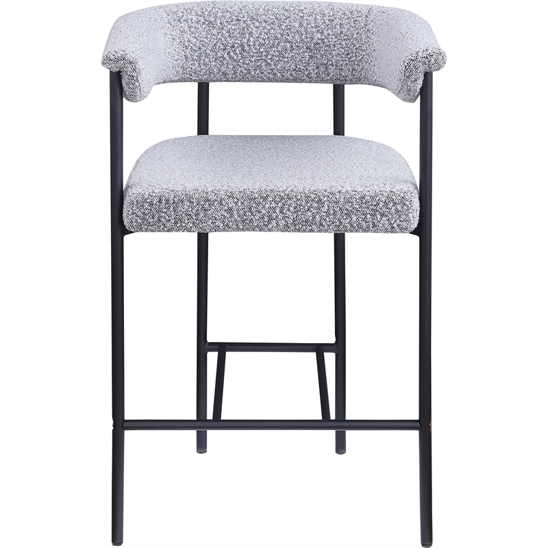 Meridian Furniture Malin Grey Boucle Fabric Counter Stool (Set of 2)