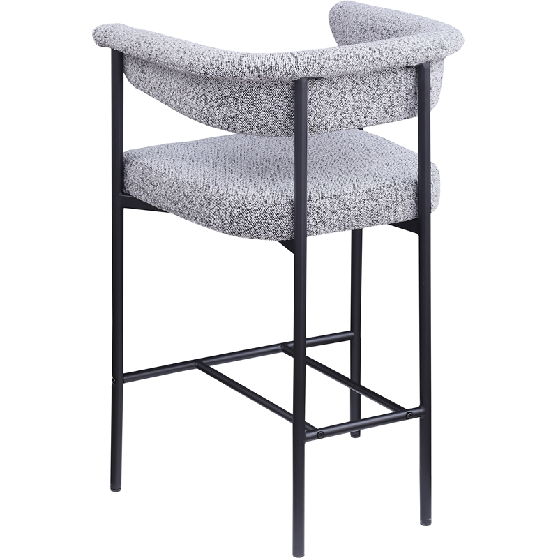 Meridian Furniture Malin Grey Boucle Fabric Counter Stool (Set of 2)