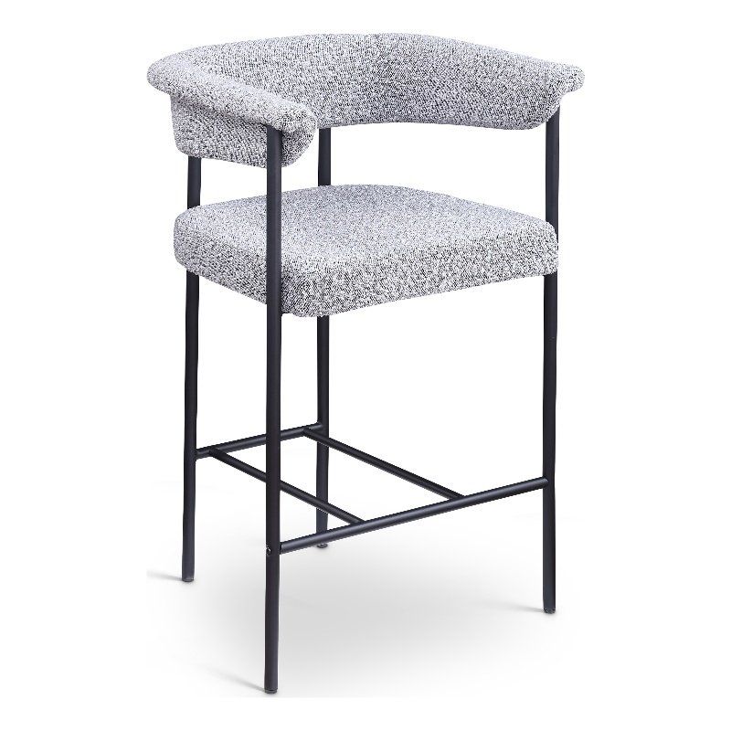 Meridian Furniture Malin Grey Boucle Fabric Counter Stool (Set of 2)