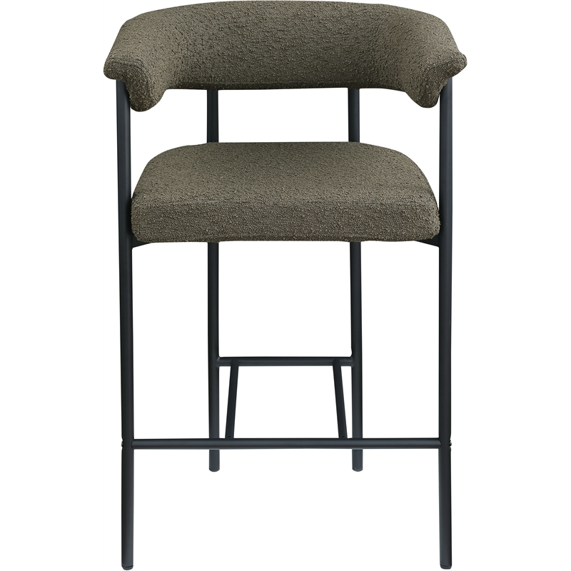 Meridian Furniture Malin Olive Boucle Fabric Counter Stool (Set of 2)