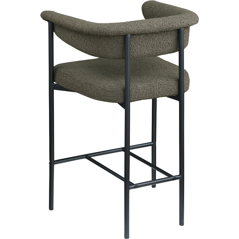 Meridian Furniture Malin Olive Boucle Fabric Counter Stool (Set of 2)