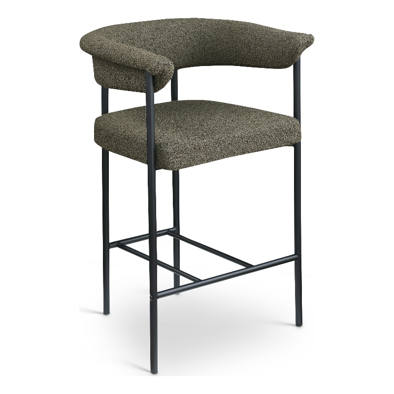 Meridian Furniture Malin Olive Boucle Fabric Counter Stool (Set of 2)