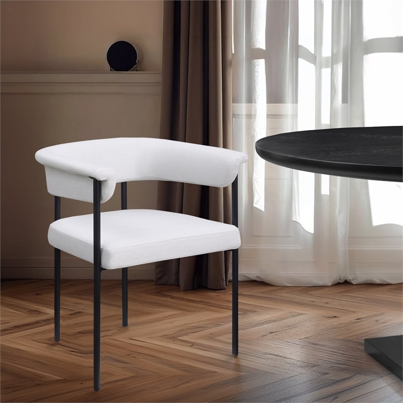 Meridian Furniture Malin Cream Linen Textured Fabric Dining Chair (Set of 2)