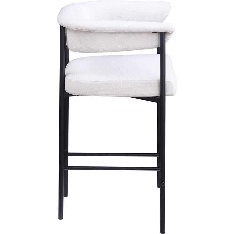 Meridian Furniture Malin Cream Linen Textured Fabric Counter Stool (Set of 2)