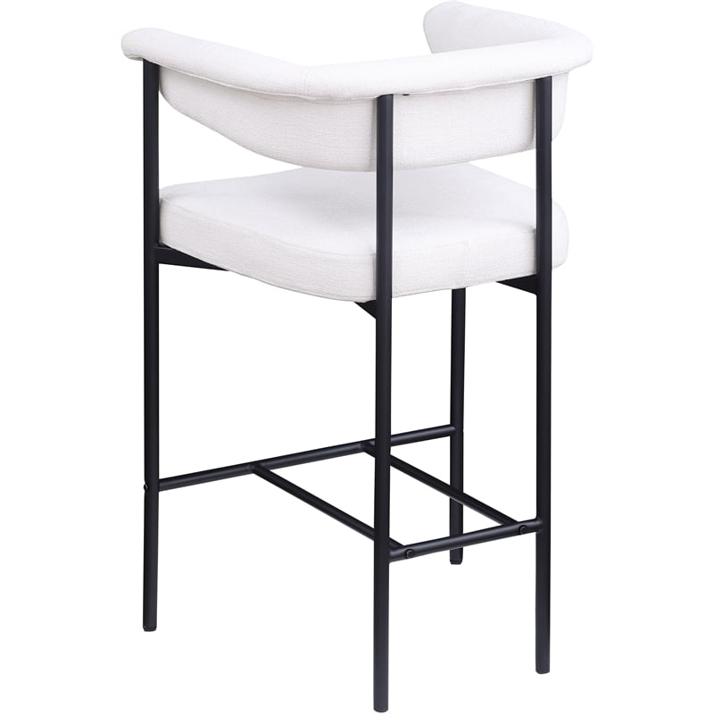 Meridian Furniture Malin Cream Linen Textured Fabric Counter Stool (Set of 2)
