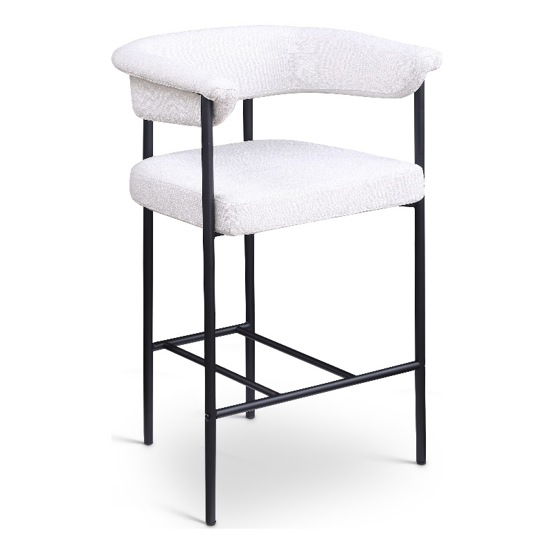 Meridian Furniture Malin Cream Linen Textured Fabric Counter Stool (Set of 2)