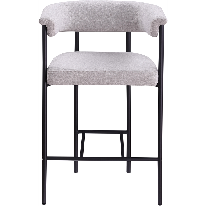 Meridian Furniture Malin Grey Linen Textured Fabric Counter Stool (Set of 2)
