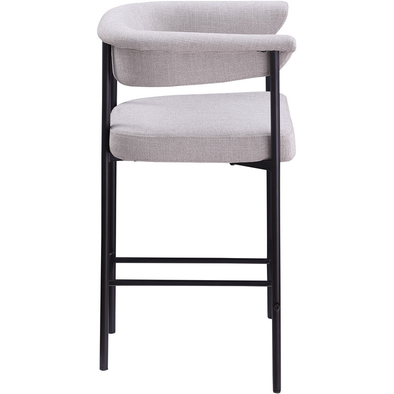 Meridian Furniture Malin Grey Linen Textured Fabric Counter Stool (Set of 2)