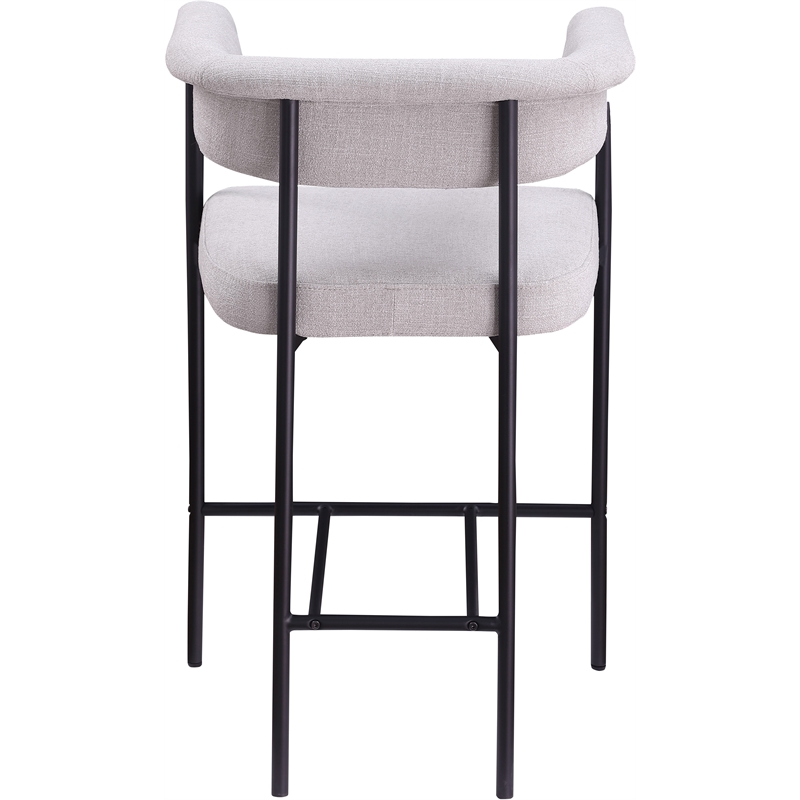 Meridian Furniture Malin Grey Linen Textured Fabric Counter Stool (Set of 2)