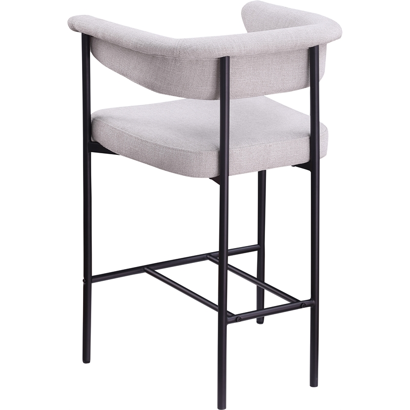 Meridian Furniture Malin Grey Linen Textured Fabric Counter Stool (Set of 2)